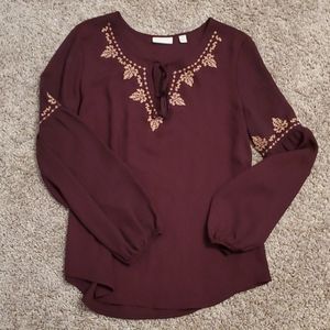 New York & Company Burgundy Blouse